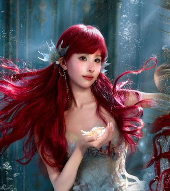 陈都灵生日cos人鱼公主！像从海底走出的美人