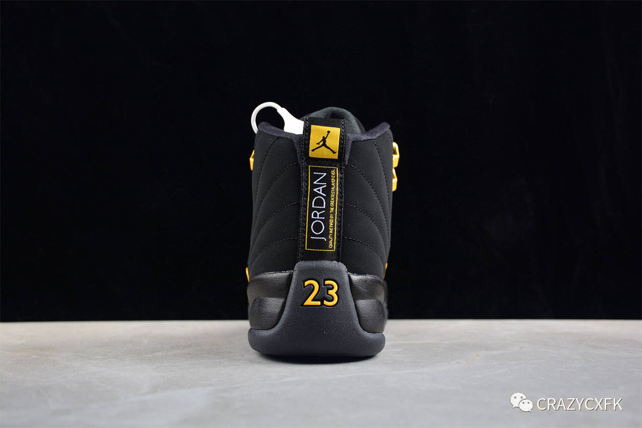 乔丹air jordan 12 retro black taxi 黑金篮球鞋_鞋带_金色_logo