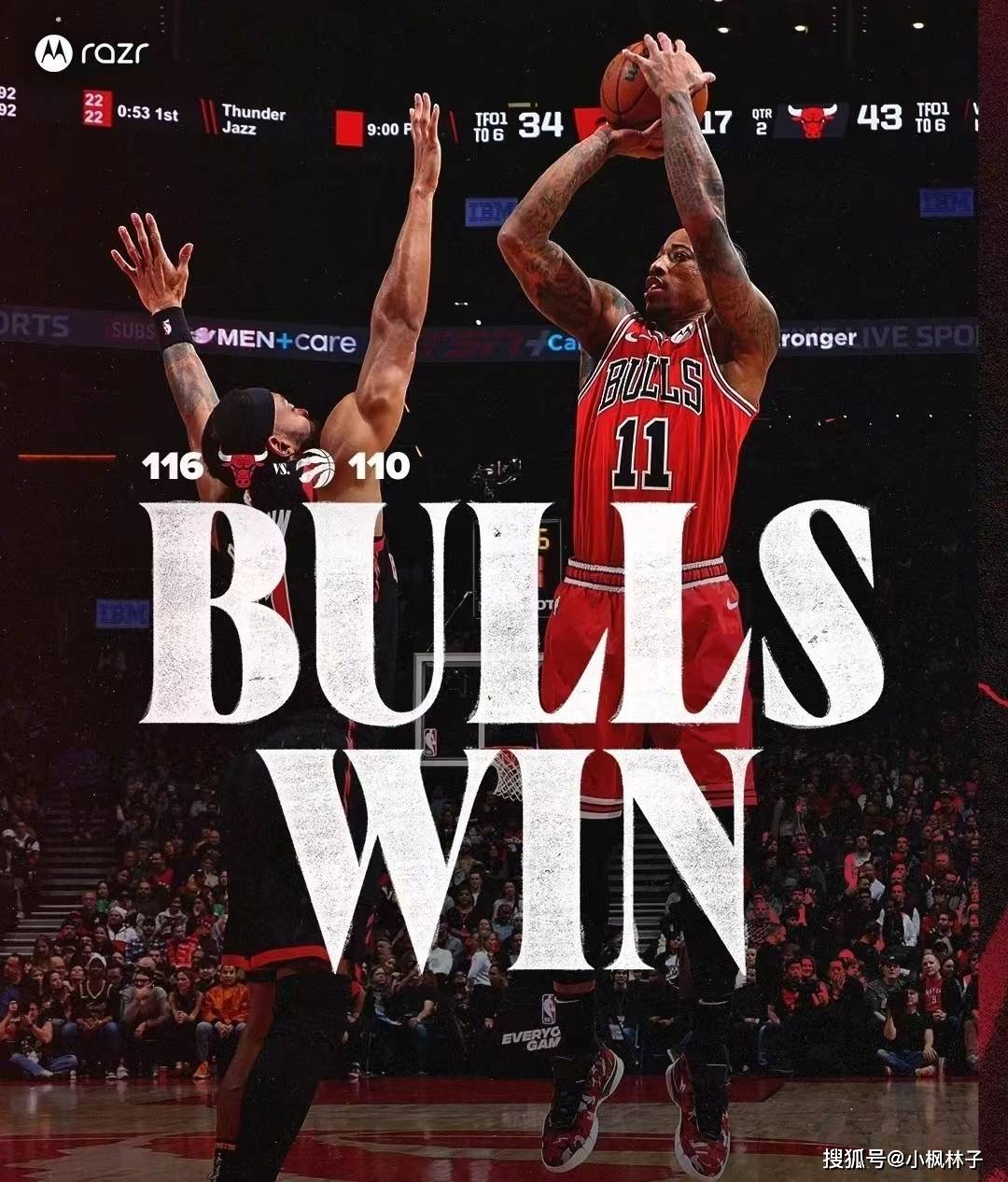 nba常规赛:公牛客场力克猛龙,德罗赞24 7 6引领3人得分20 _比赛_胜利