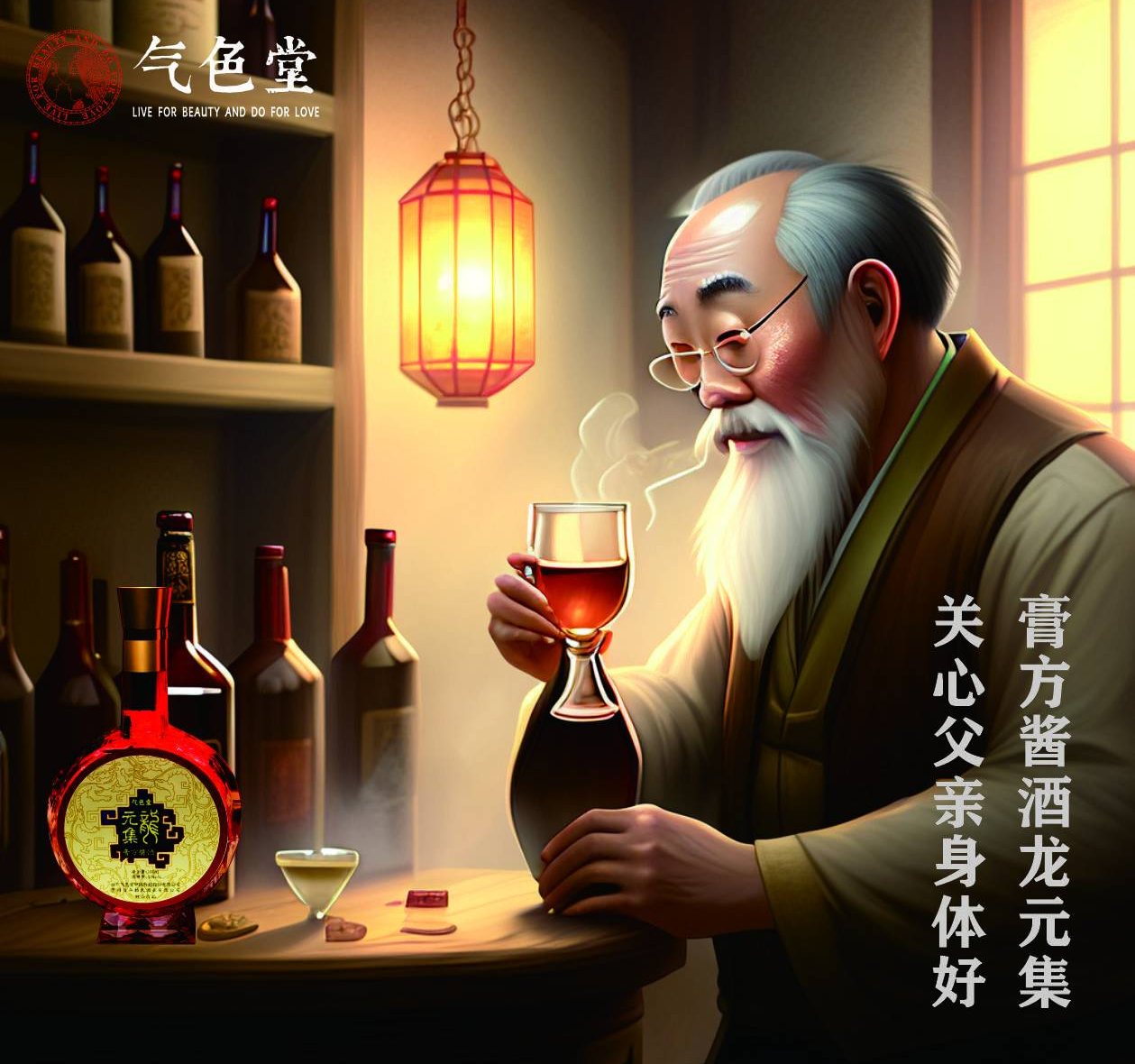 「气色堂膏方酒」每天一杯膏方酒,耳聪目明健步走._儿子_老爷子_父亲