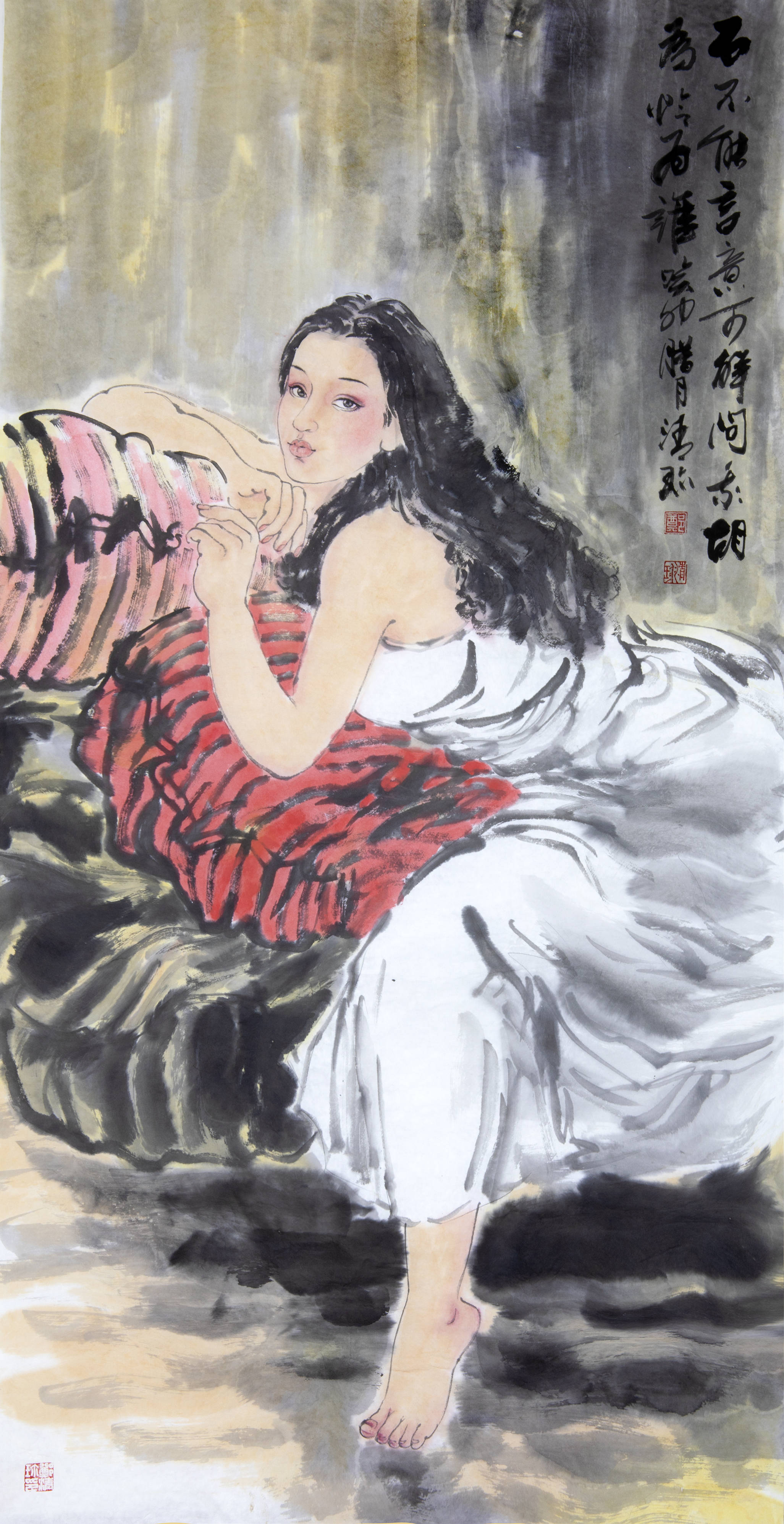 现代画家人物女性国画图片