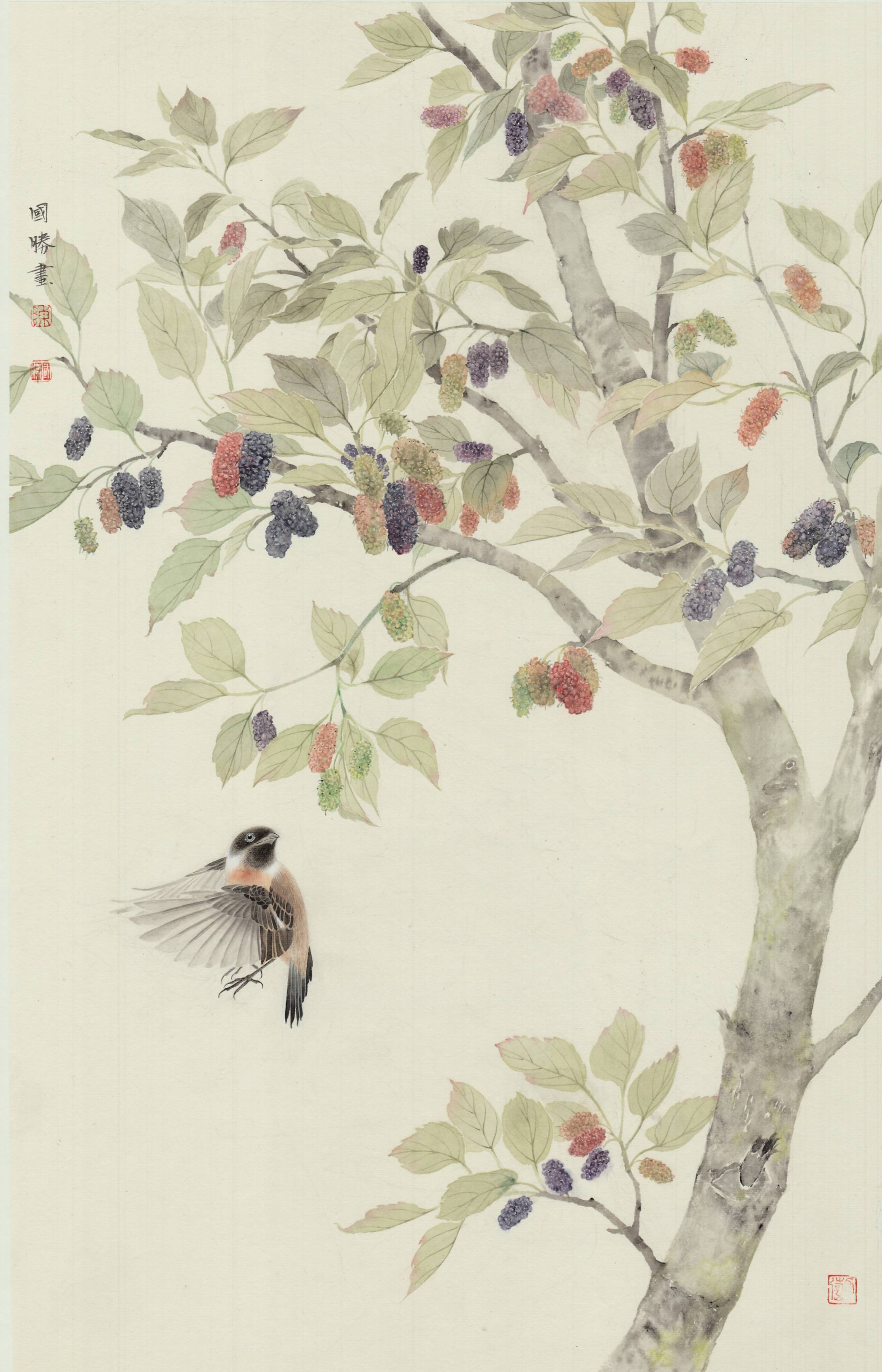 迎新春 河北省廊坊市画家陈国胜没骨花鸟作品《百卉含英》选献读者