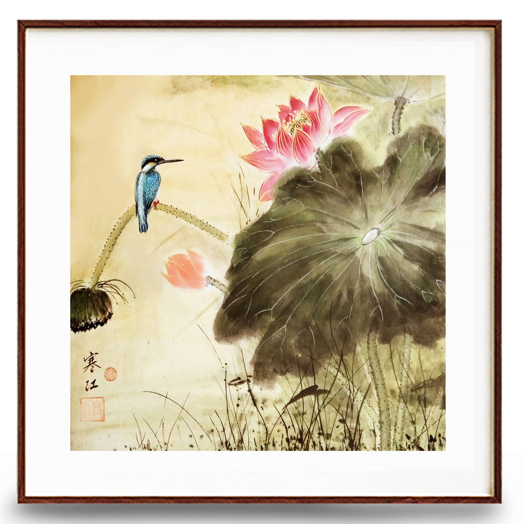 界画寒江---工笔画《荷花小鸟》(2023年第三版)