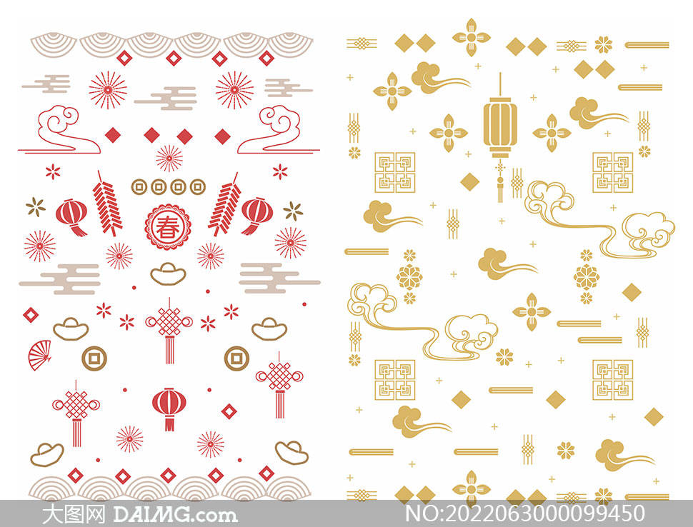 中国传统祥云图案 | 传统纹样素材_vector_daimg_com