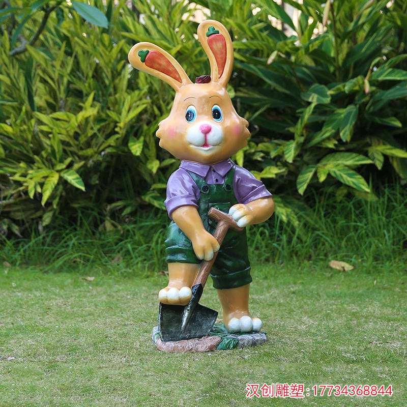 玻璃钢卡通兔子雕塑花园草坪动物造景装饰