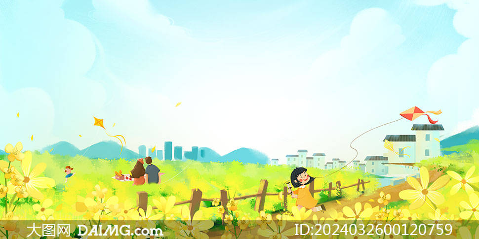 绿色清新主题春季海报背景模板