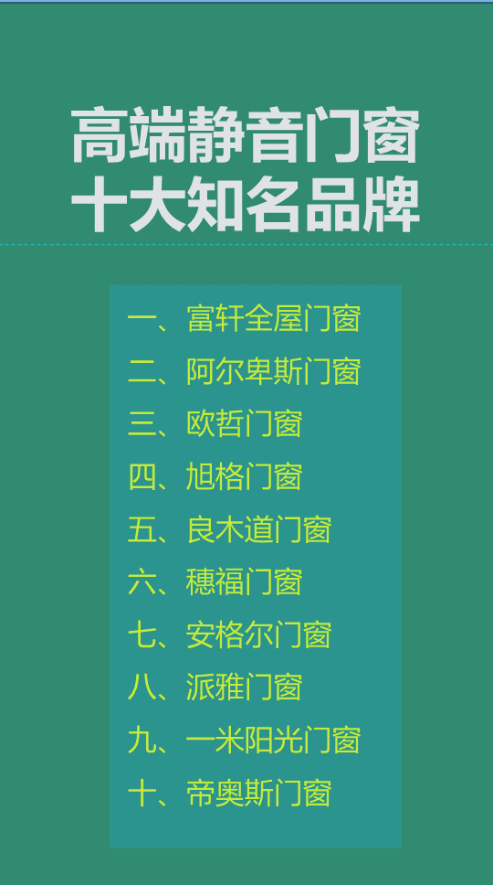 高端静音门窗十大知名品牌