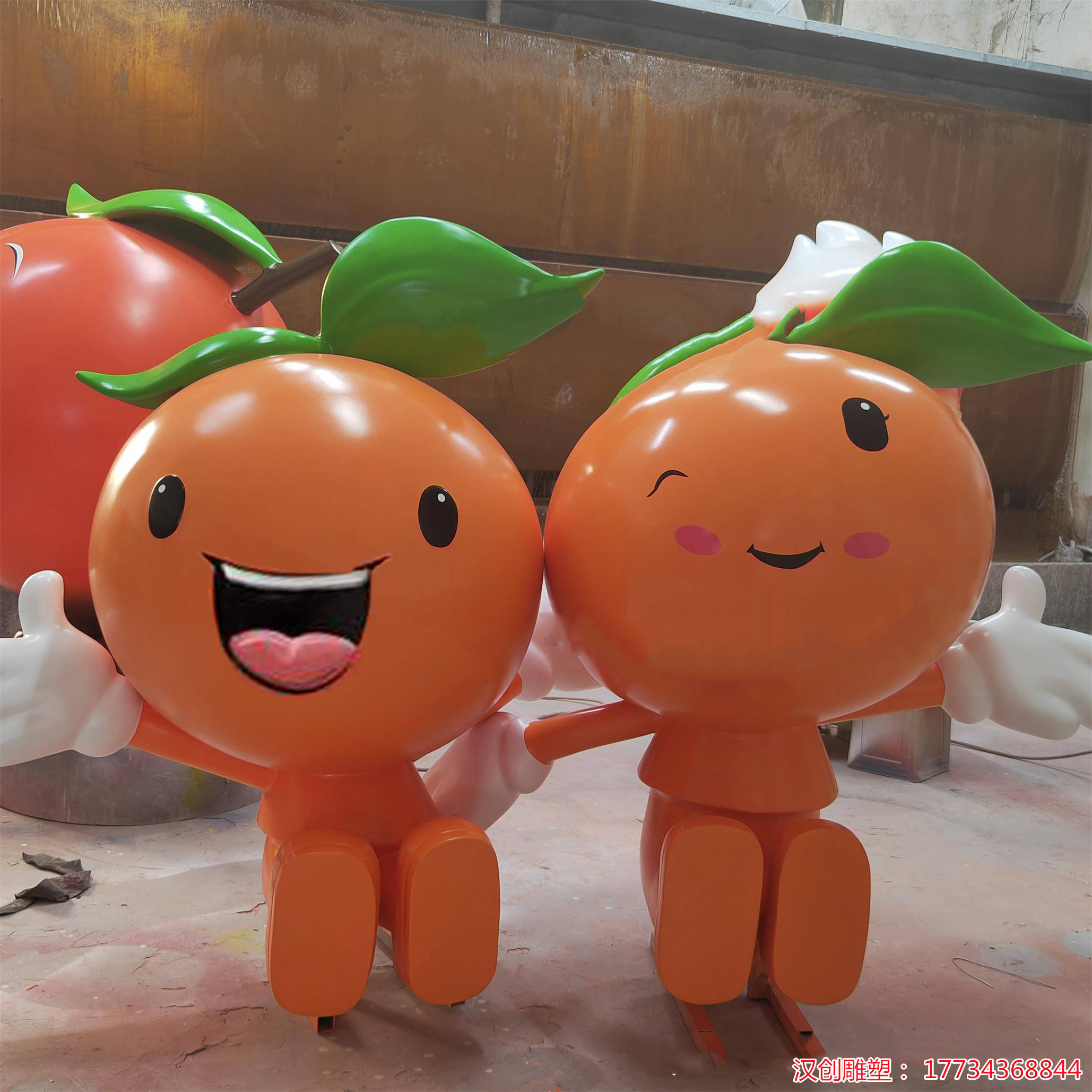 玻璃钢橘子宝宝雕塑卡通沃柑公仔雕塑