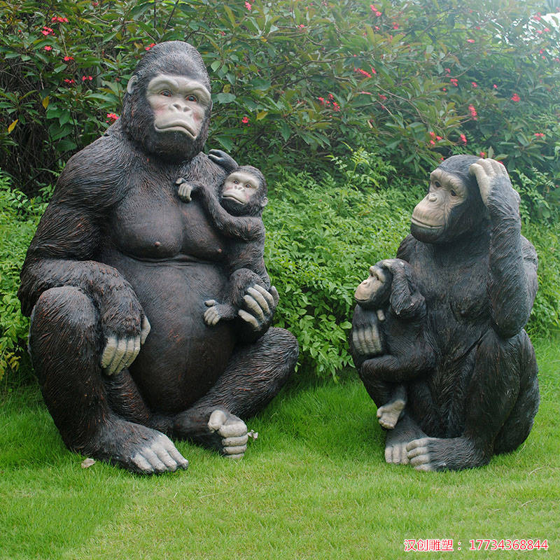 玻璃钢仿真大猩猩金刚雕塑 美陈设计动物小品