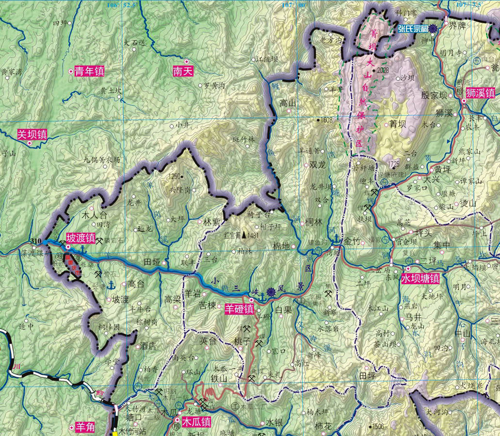 桐梓县北部五镇狮溪水坝塘芭蕉羊磴坡渡图