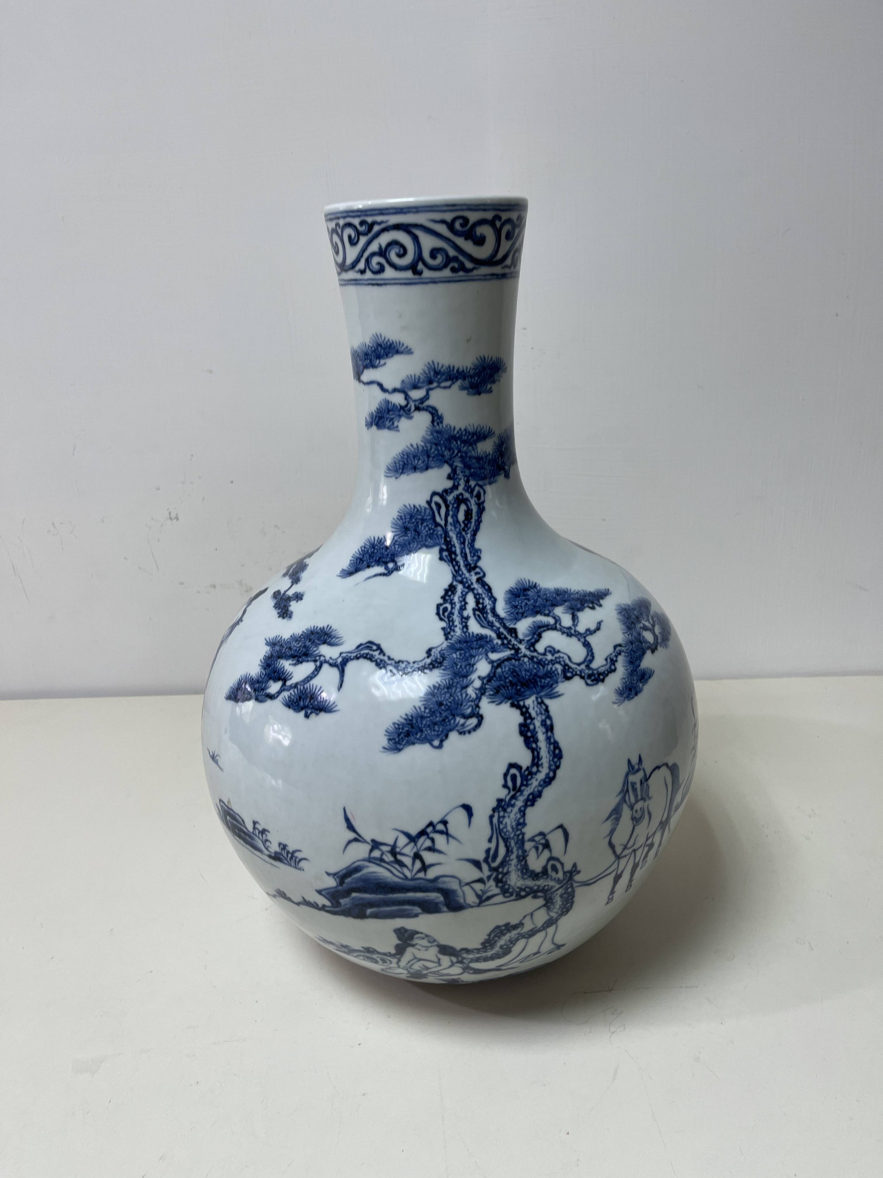 明永乐青花人物故事纹天球瓶空灵瑰丽之感_瓷器_艺术_时期