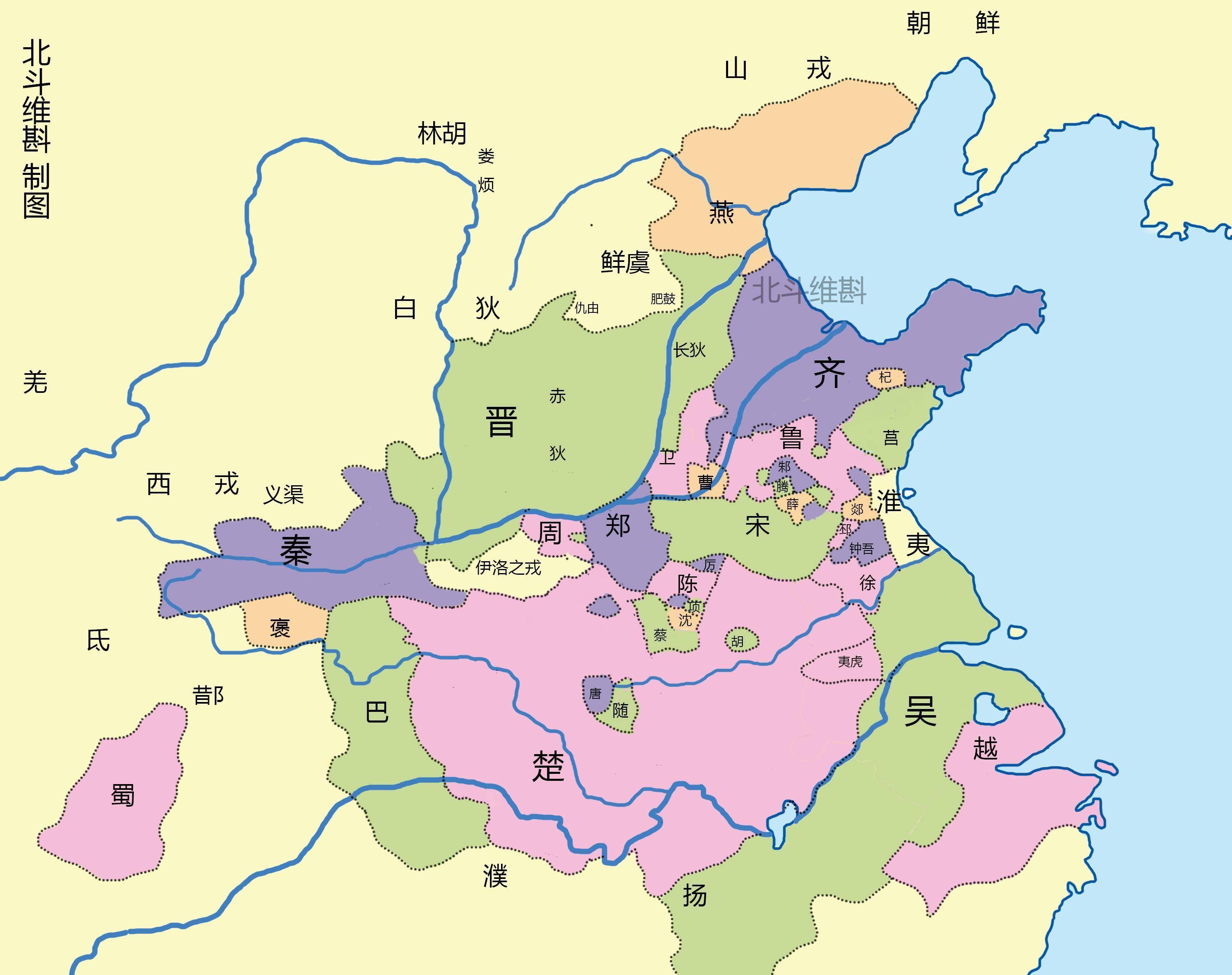 春秋七霸地图图片