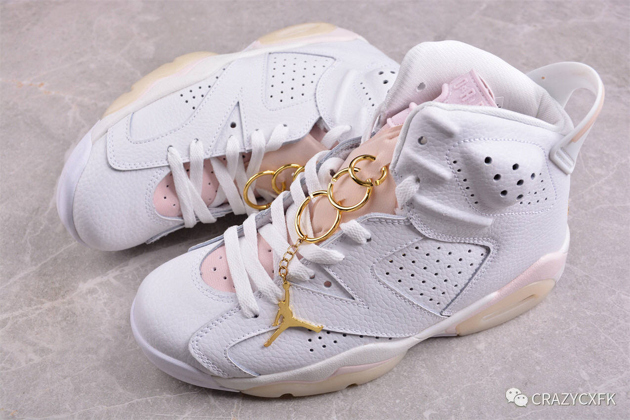 乔丹 air jordan 6 retro gold hoops aj6 明日专属粉白耳环金扣篮球