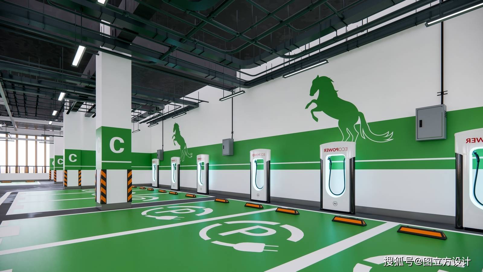 场效果图这组效果图展现的停车场,以现代化,智能化的设计理念为核心