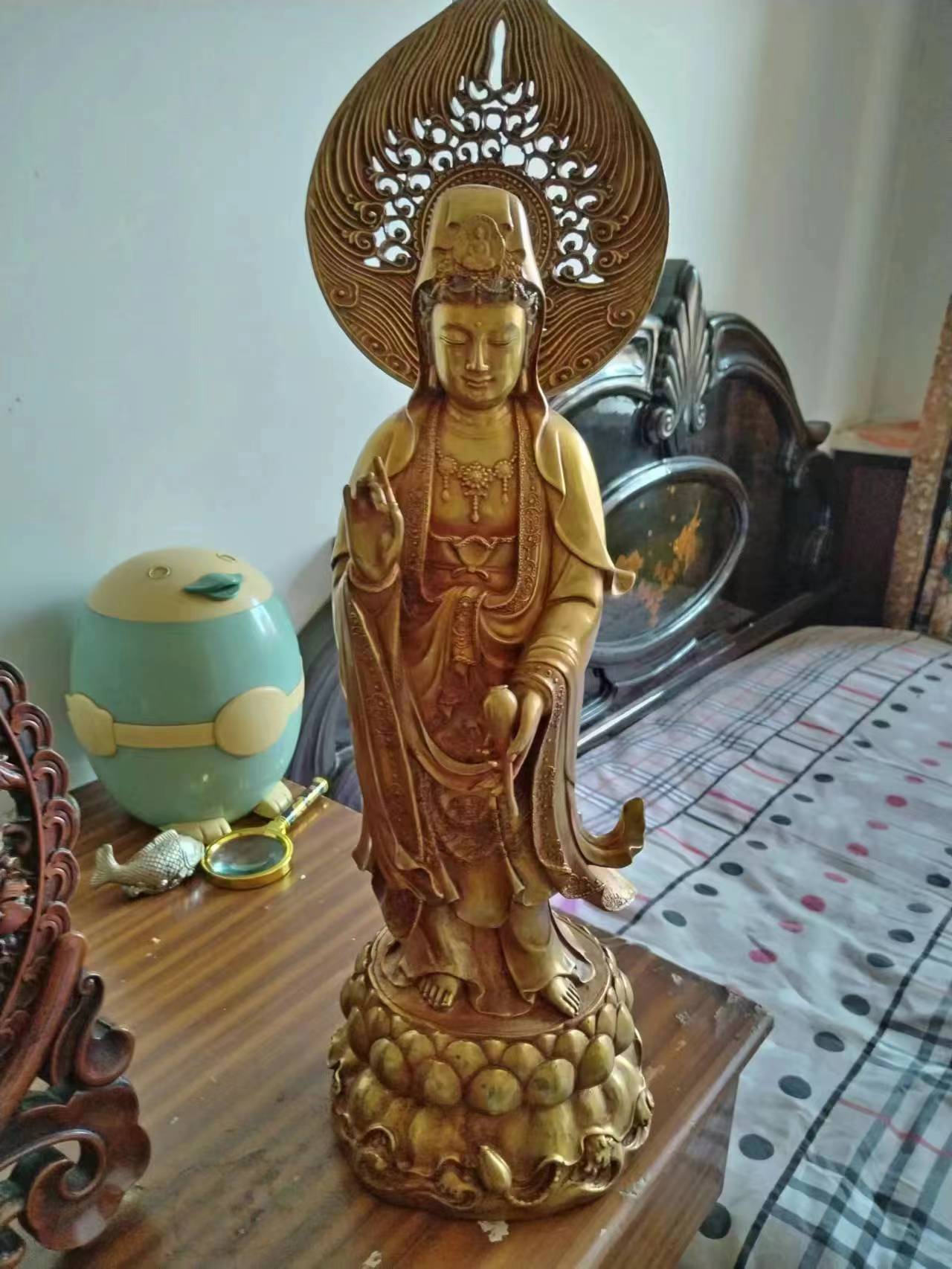 铜鎏金观音佛像