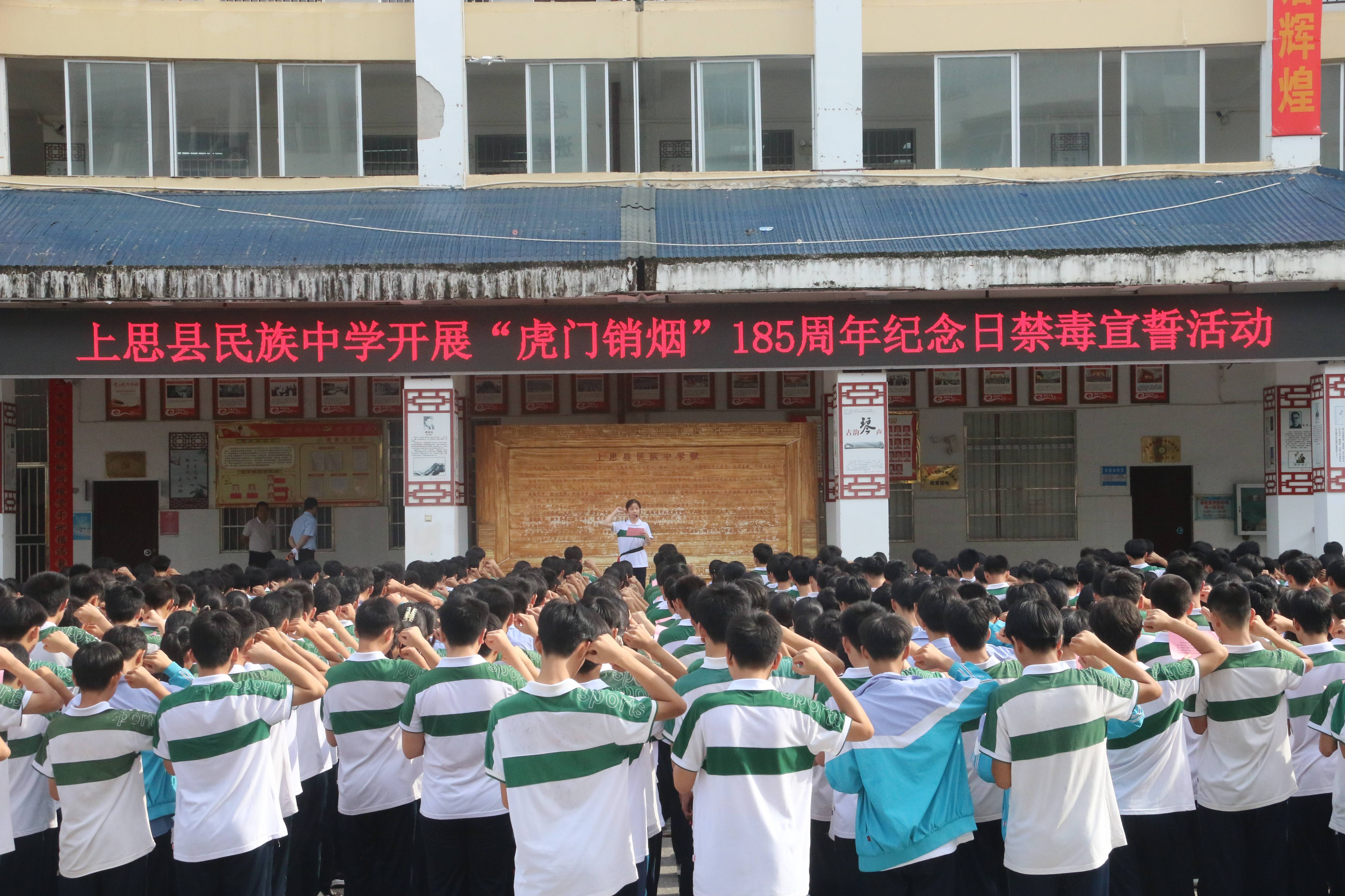 上思县各中小学开展"虎门销烟" 185周年纪念日毒品预防教育暨宣誓活动
