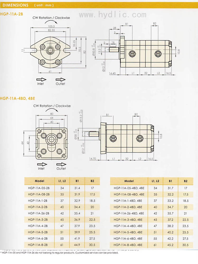 液压双联高压齿轮泵hgp-11a-f6/4r hgp-11a-f55r hgp-11a-f66r hgp