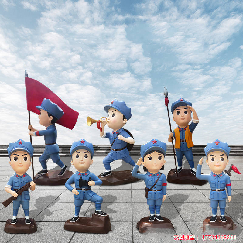 玻璃钢卡通小红军雕塑 户外人物景观造型摆件小品