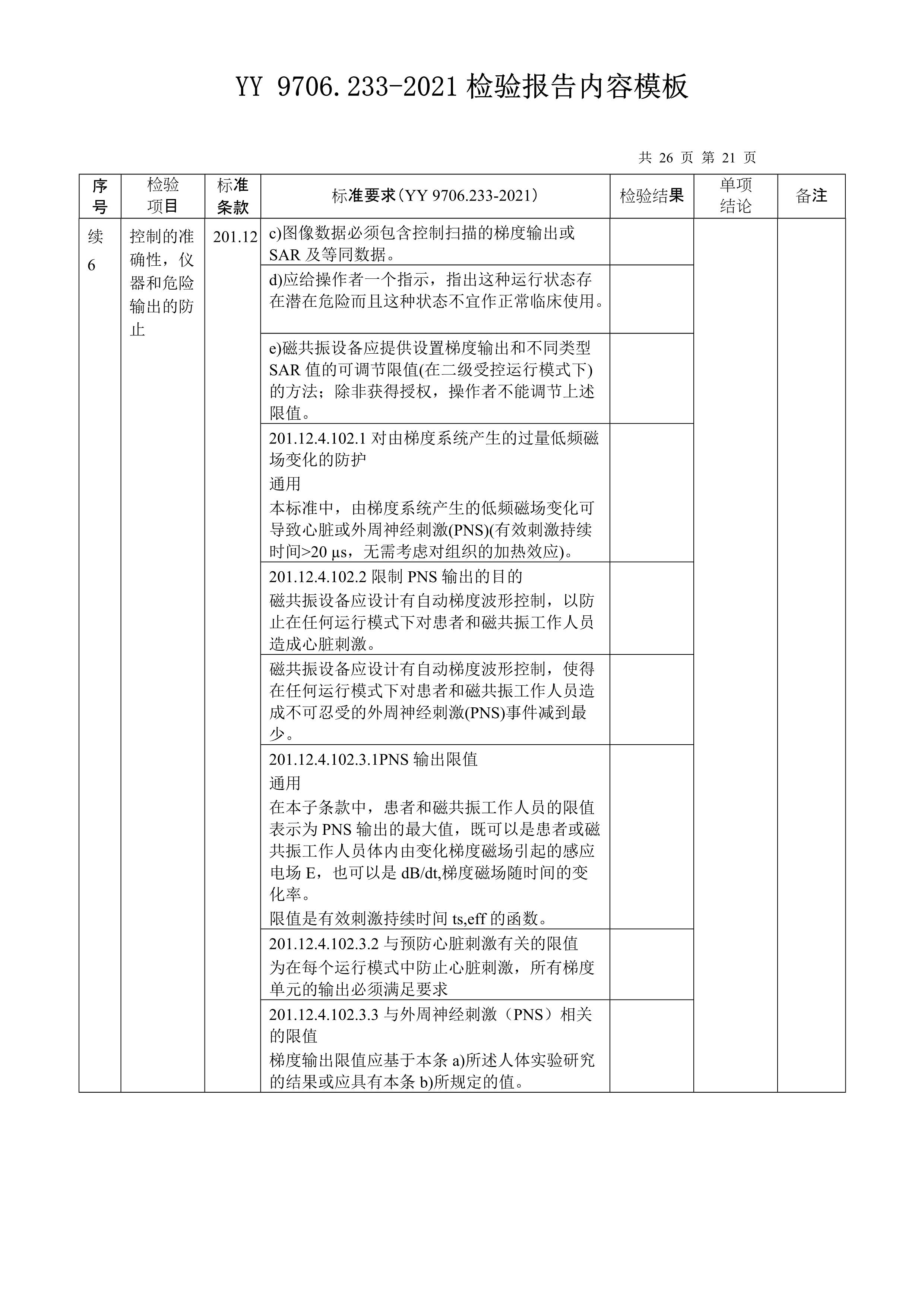 yy 9706.233-2021检验报告内容模板