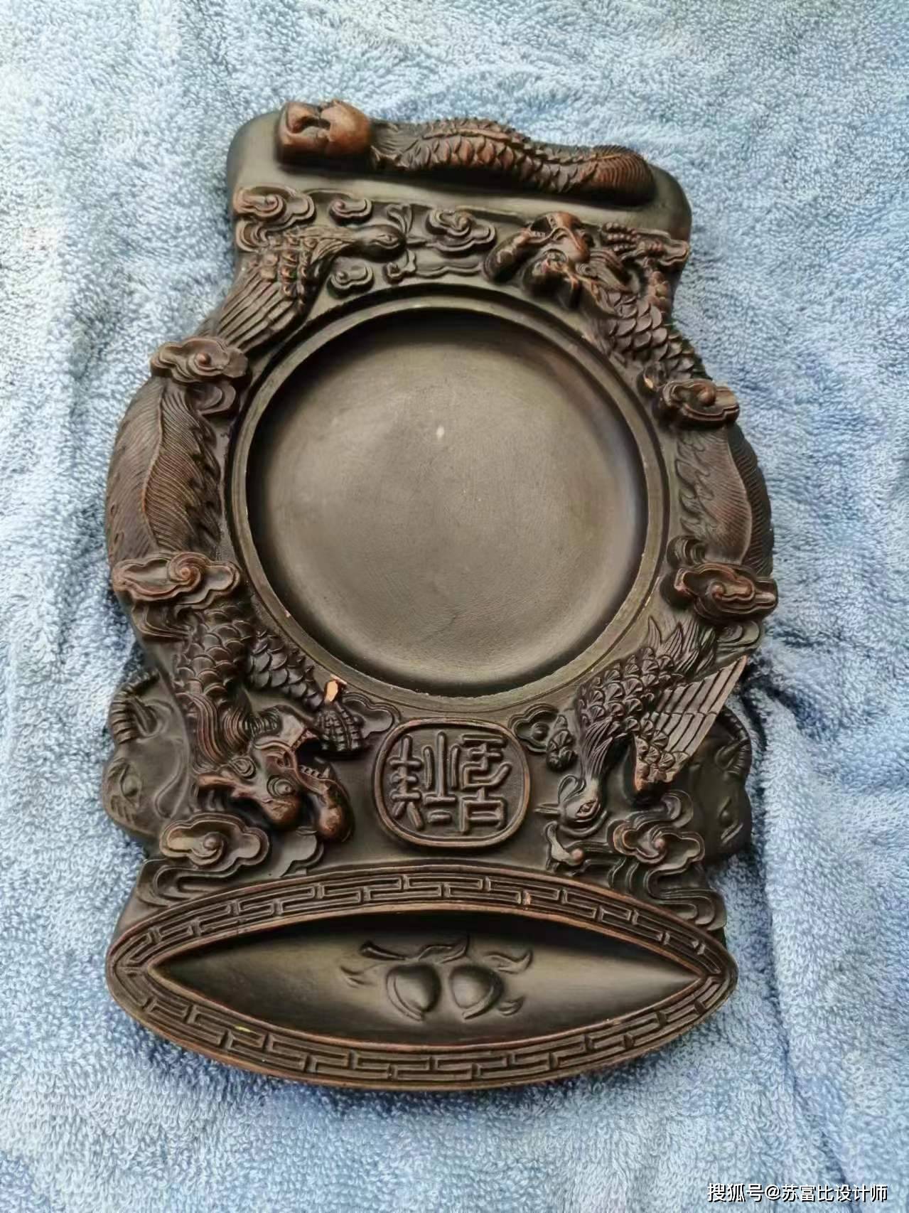 王東文造 古錫製 雲龍鳳凰文刻 三耳壷 茶入 中國古玩 唐物 時代物 骨董品 A superb and rare Duan inkstone, Northern Song dynasty