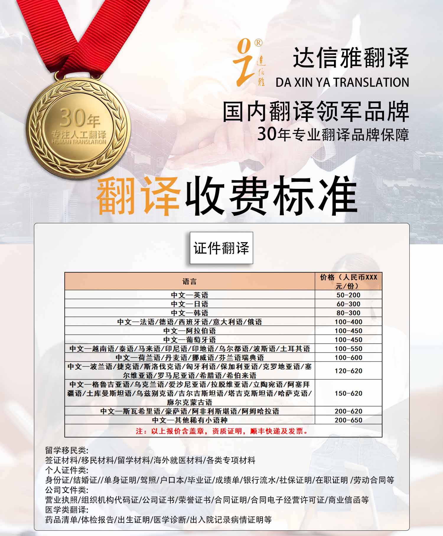 翻译公司收费标准!看这里