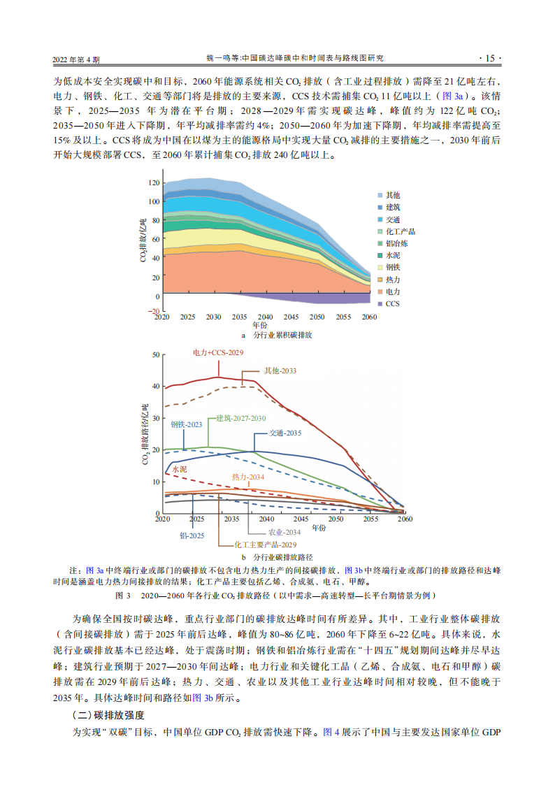 中国碳达峰碳中和时间表与路线图研究