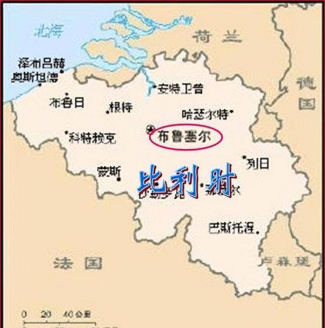 比利时地图高清中文版图片