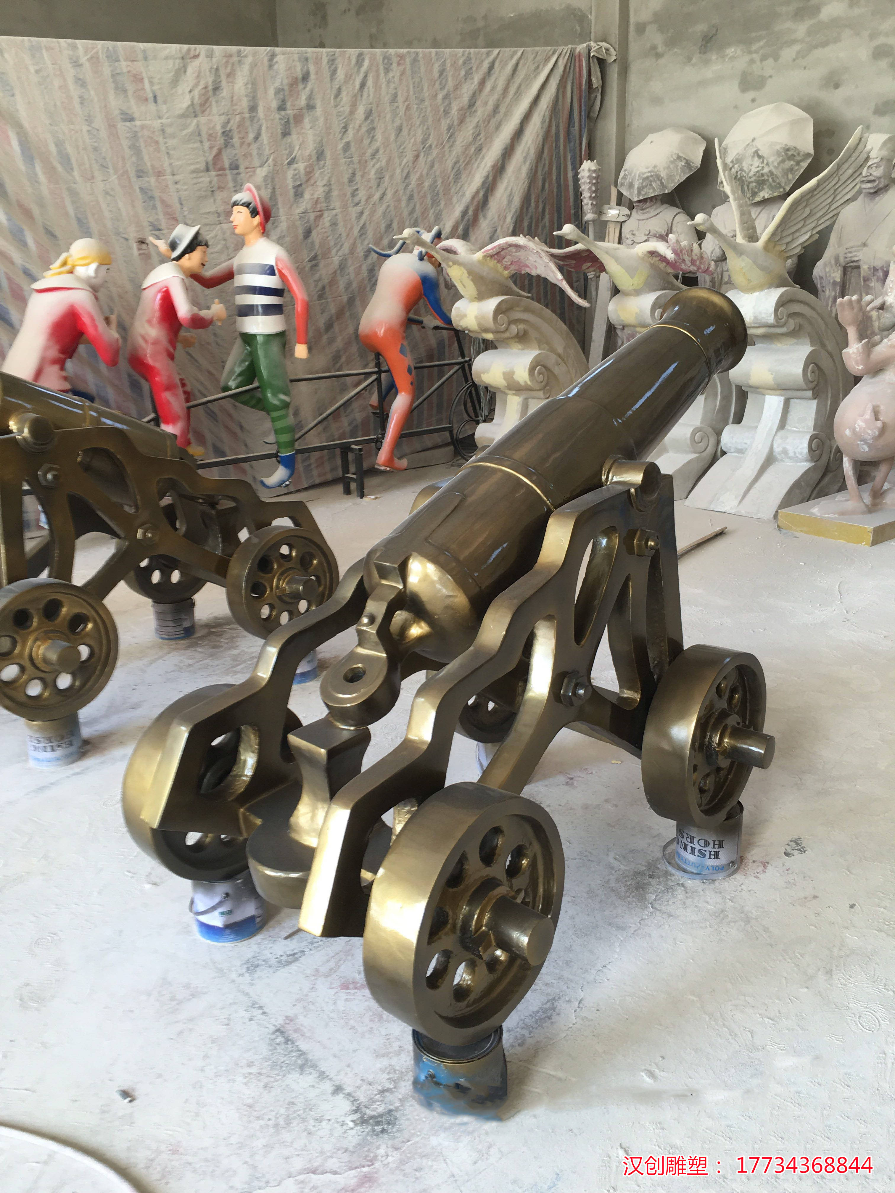 不锈钢铸铜景观大炮雕塑 户外仿真物品装饰摆件