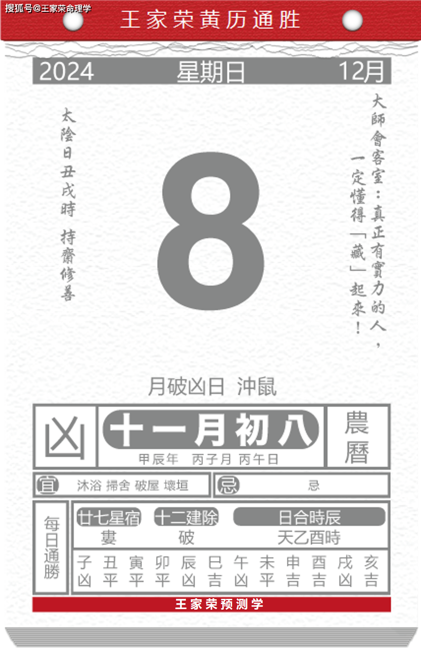 今日生肖黄历运势 2024年12月8日