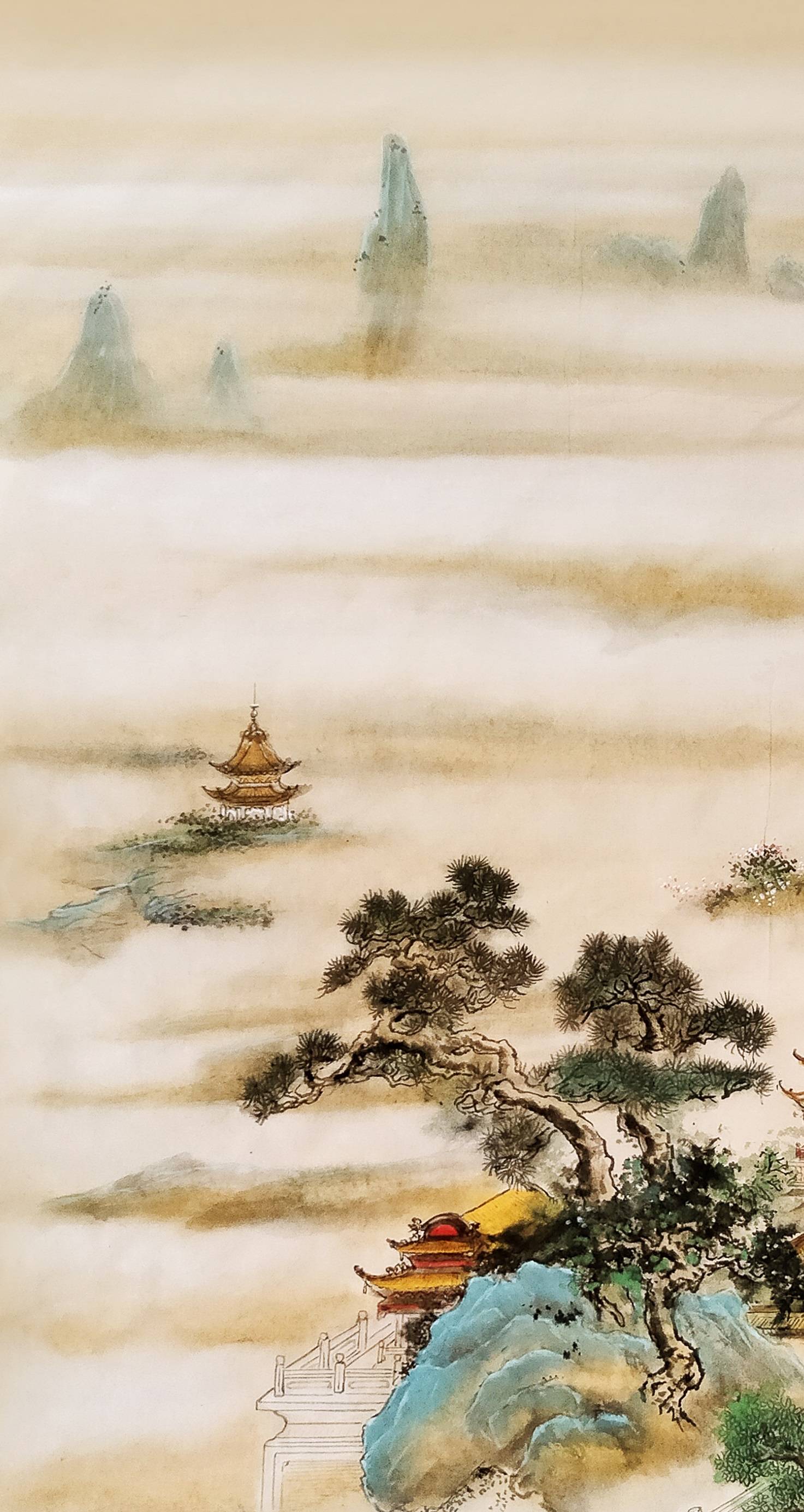 界画寒江---工笔界画《蓬莱仙境图》