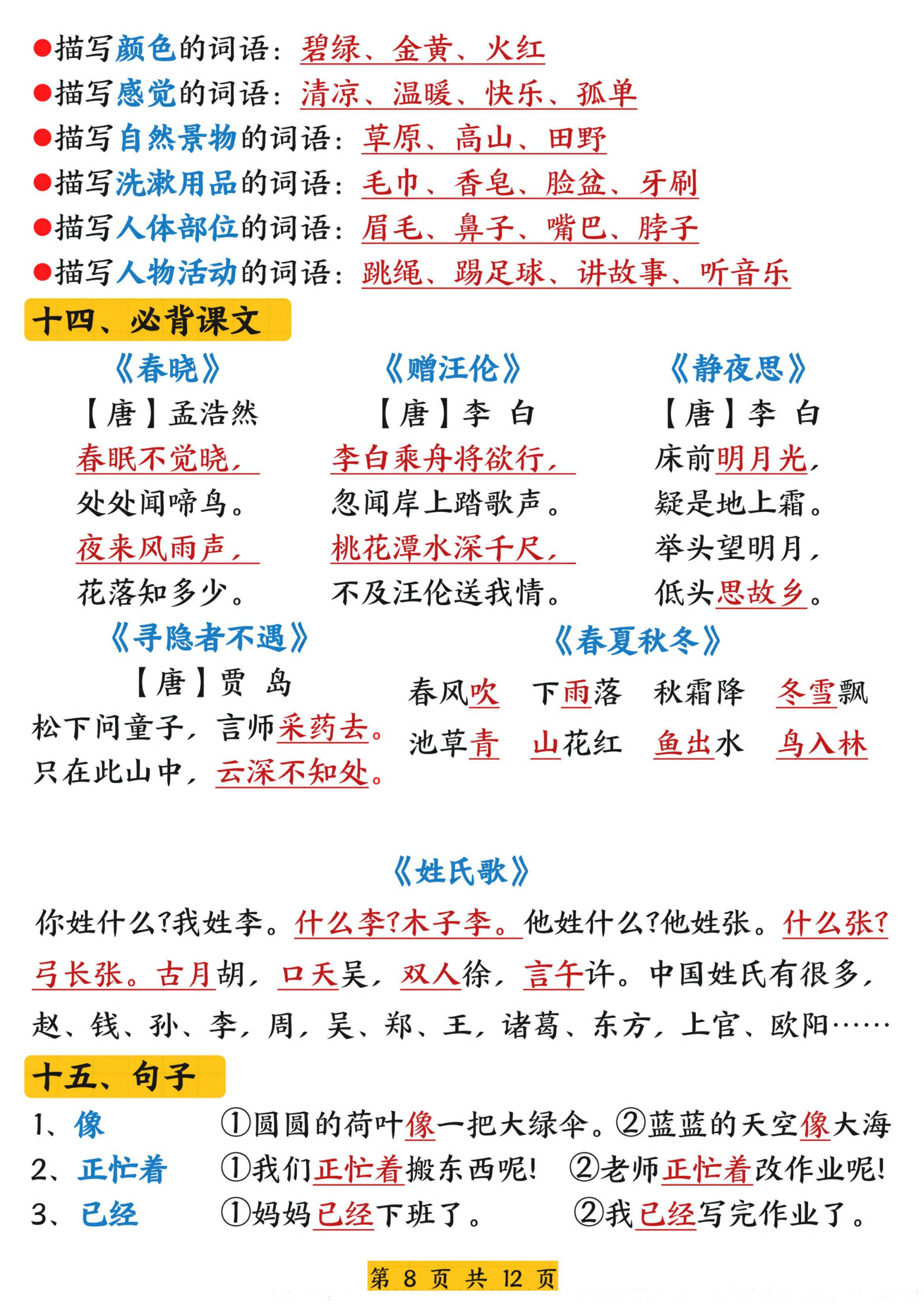 关于可打印!小学语文全年级资料,方便实用的信息 关于可打印!小学语文全年级资料,方便实用的信息