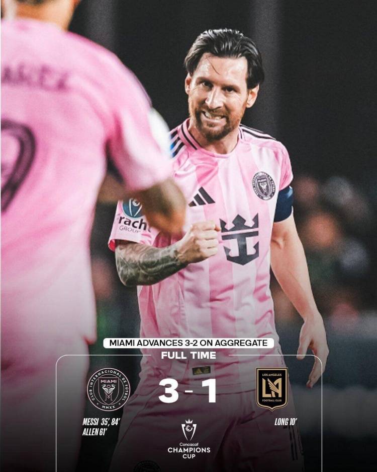 梅西2射1传！造3球总分3-2逆转洛杉矶FC 挺进美冠杯4强