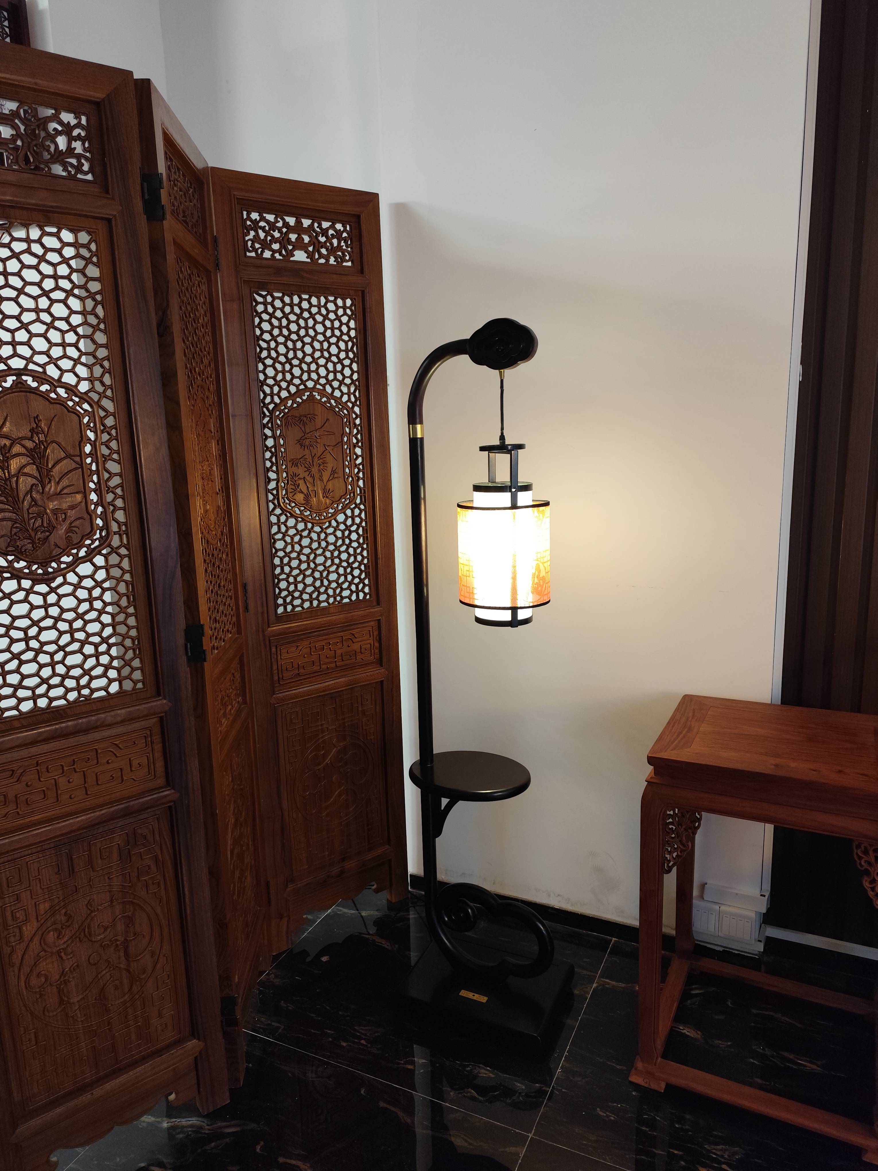 集丰照明丨原创新中式落地灯实木红木中古风台灯