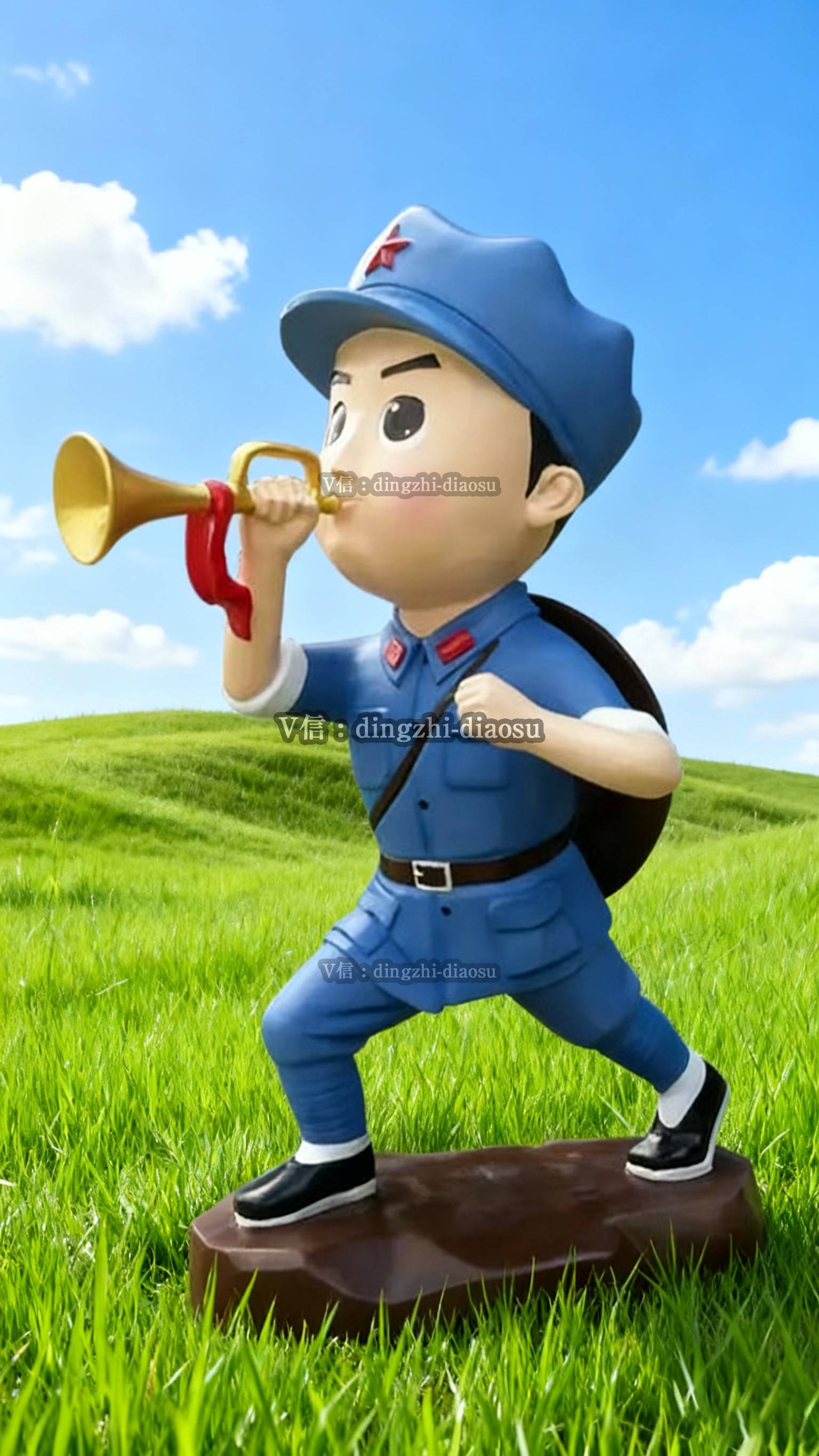 匠心铸就卡通小红军玻璃钢雕塑,绽放红色文化魅力