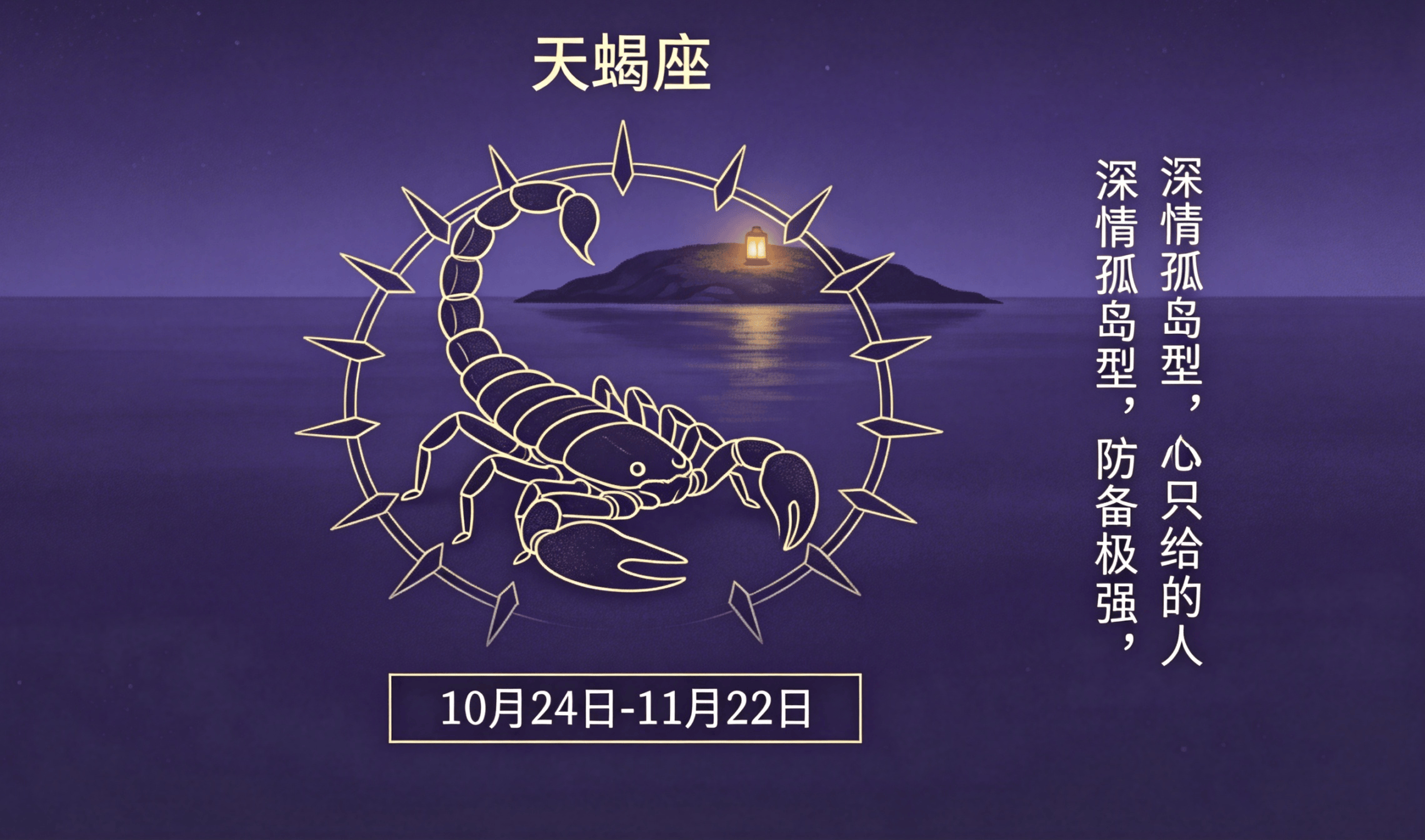 jimeng-2026-05-13-2458-天蝎座：深情孤岛型，珍摄极强，丹心只给对的东谈主加入星座时代段 还有星座代表性的....png