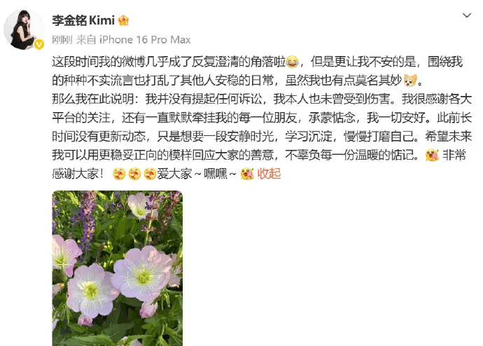 李金铭回应“假婆家”不实流言：莫名其妙，我本人未曾受到伤害