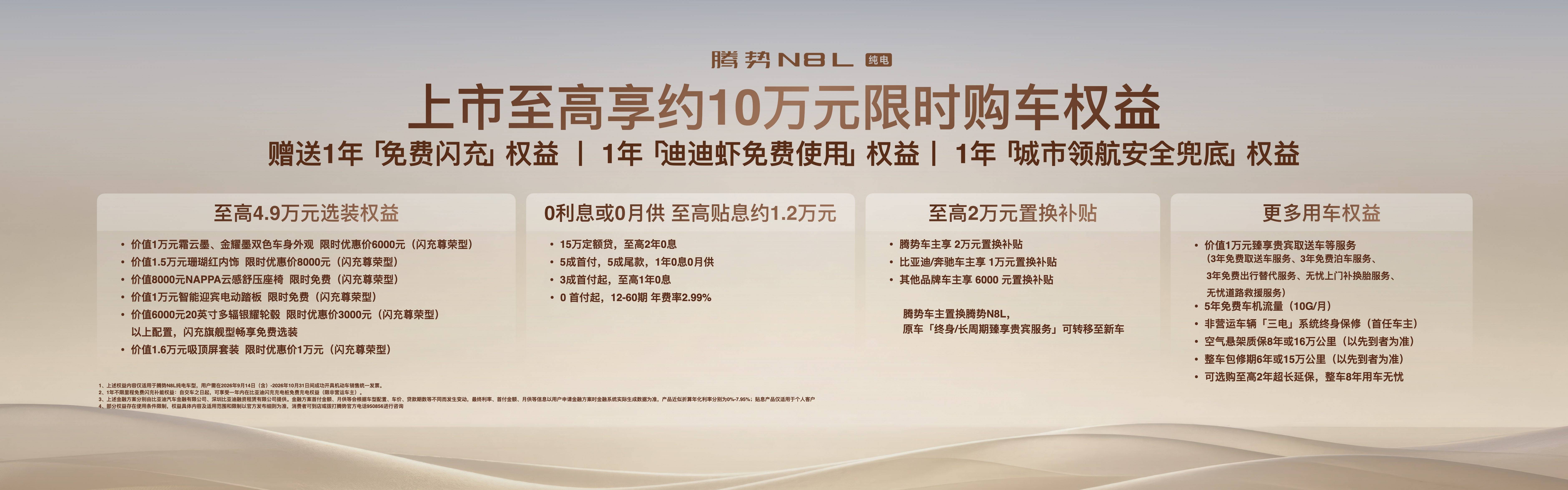 《行业首款AI智能豪华汽车,腾势N8L纯电上市29.98万元起》