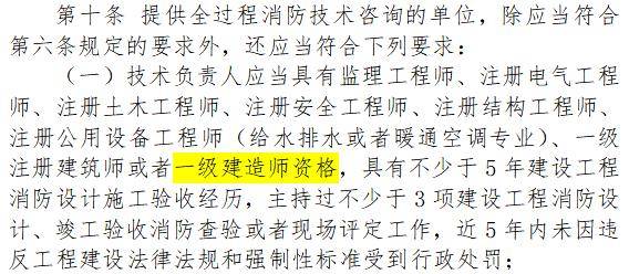 3,提供全过程消防技术咨询的单位,技术负责人应当具有监理工程师,注册