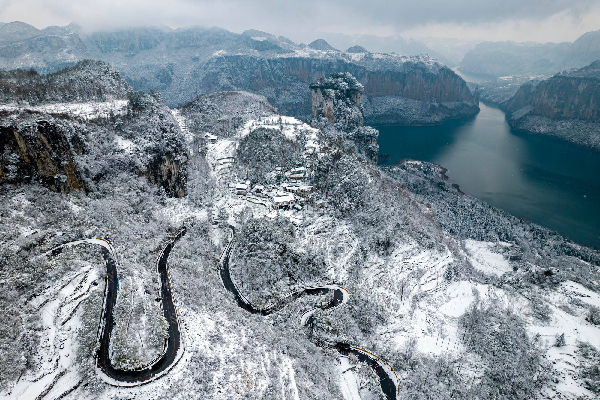 2024年1月23日在江西省吉安市吉水县中国进士文化园拍摄的雪景.