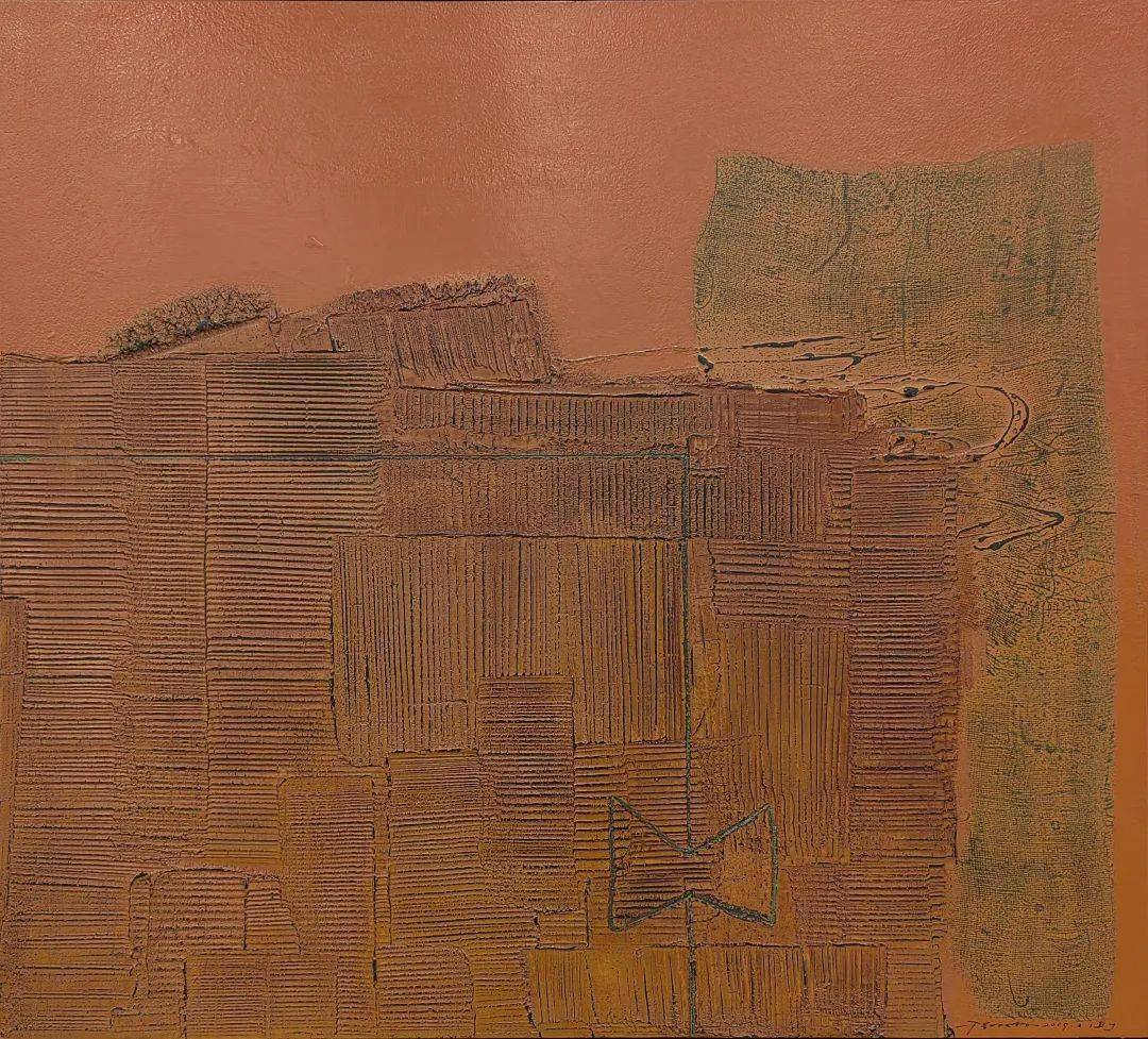 3×63cm 漆画苏国伟 《园》 81×81cm 漆画金晖 《考古-文献》 80×80