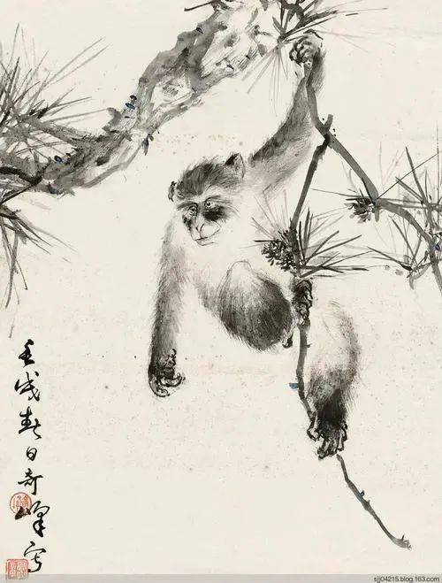 高奇峰画猴，洒脱中见细致_搜狐网