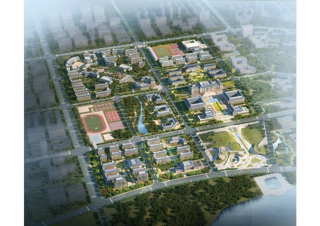 河北地质大学新校区鸟瞰图效果图.来