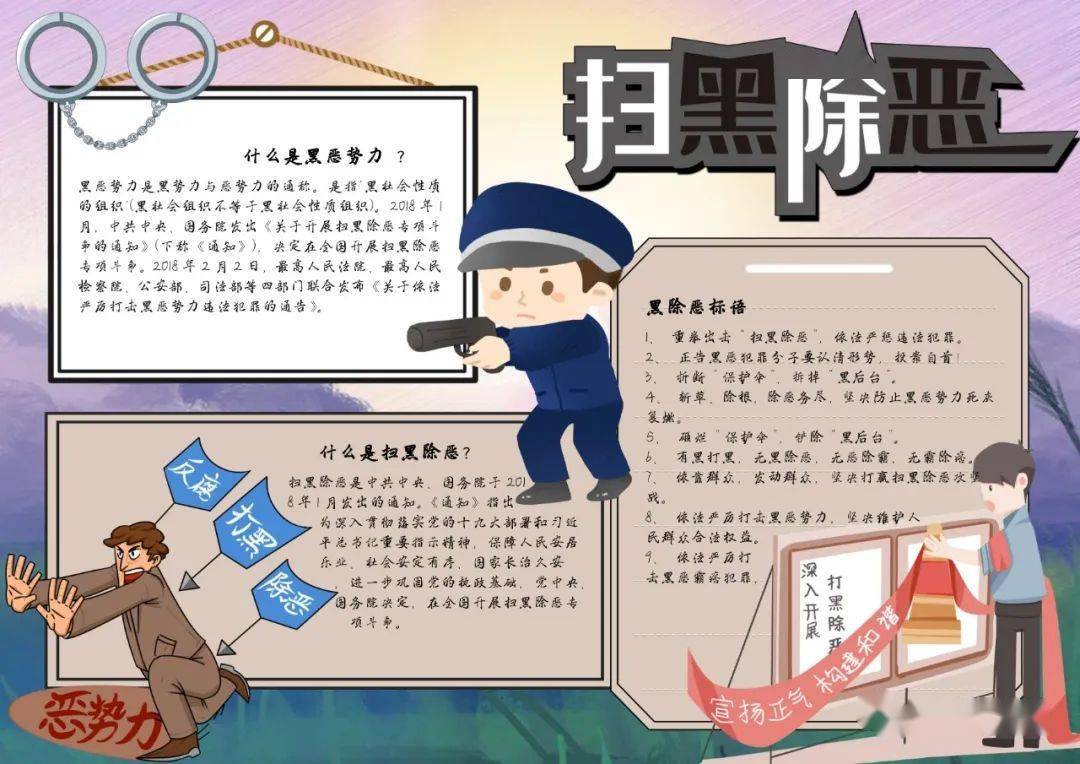 2024扫黑除恶手抄报合集,什么是扫黑除恶_组织_斗争_机制