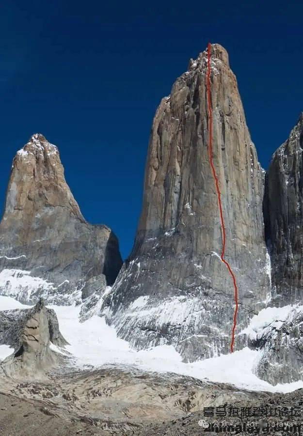 patagonia山区central tower of paine峰东壁el regalo de mwono线路.