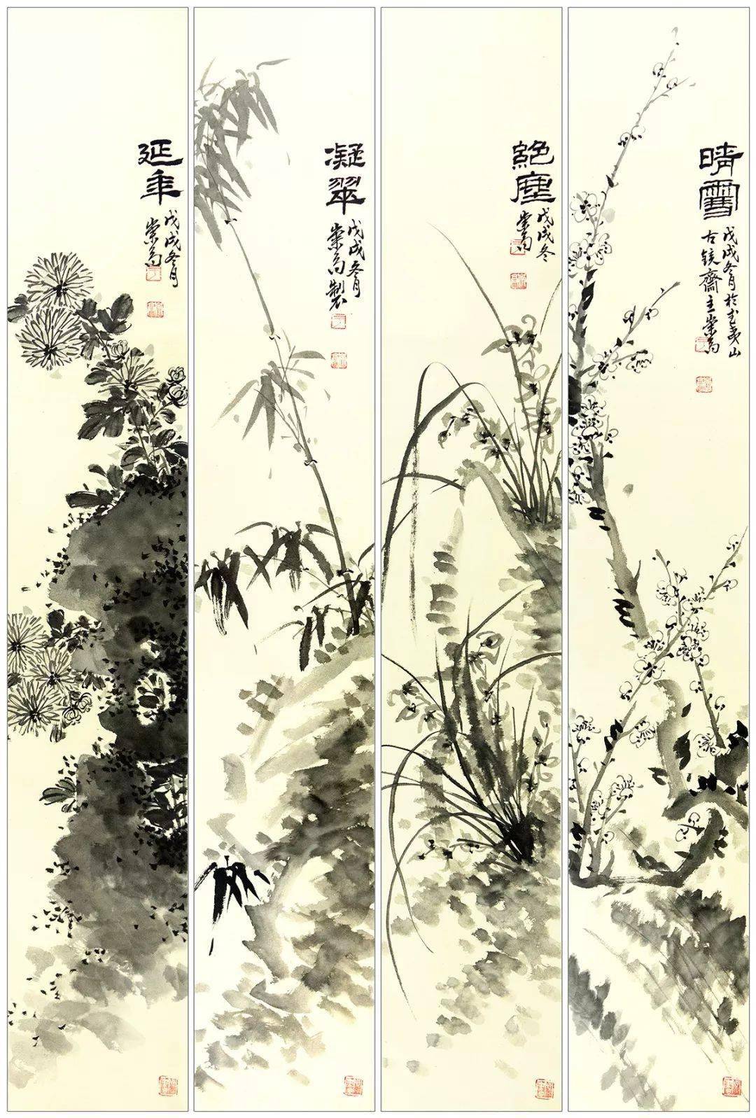 100幅国画精品梅,兰,竹,菊! 超好素材,不要错过!_梅花_兰花_作品