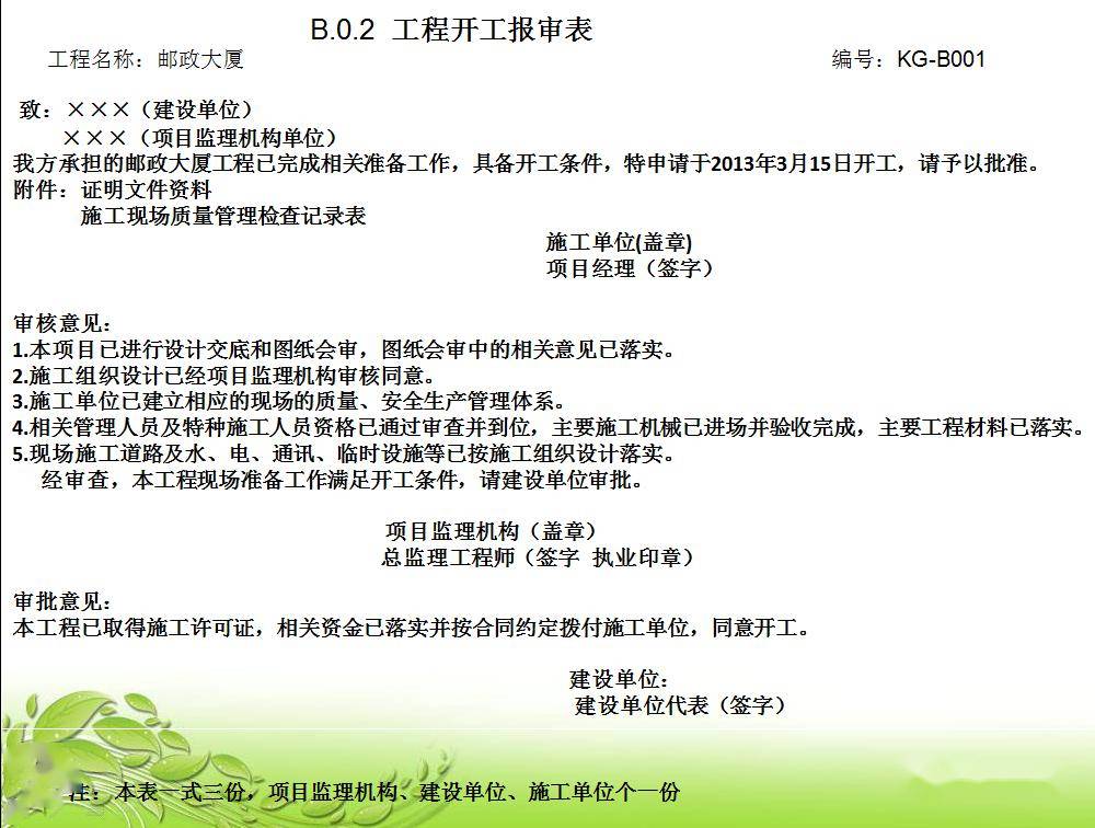 附件的證明文件是指證明已具備開工條件的相關資料(施工組織設計的