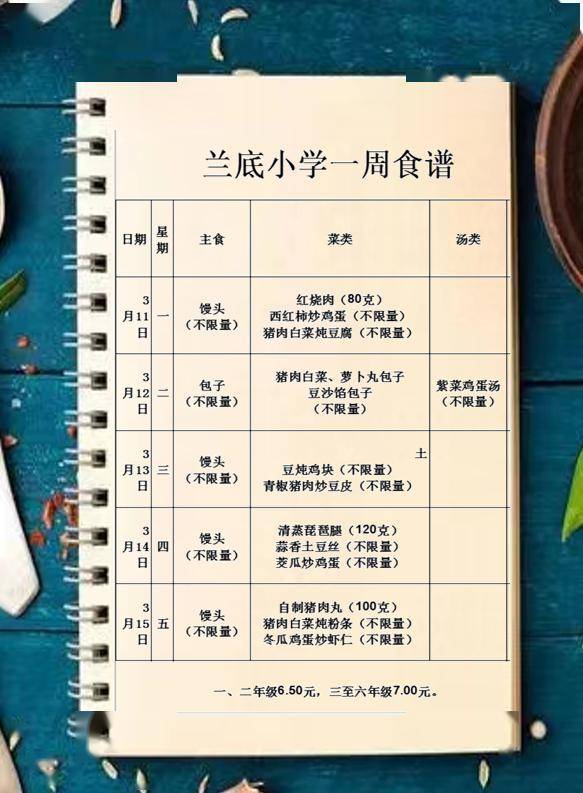 小学生儿童餐食谱图片