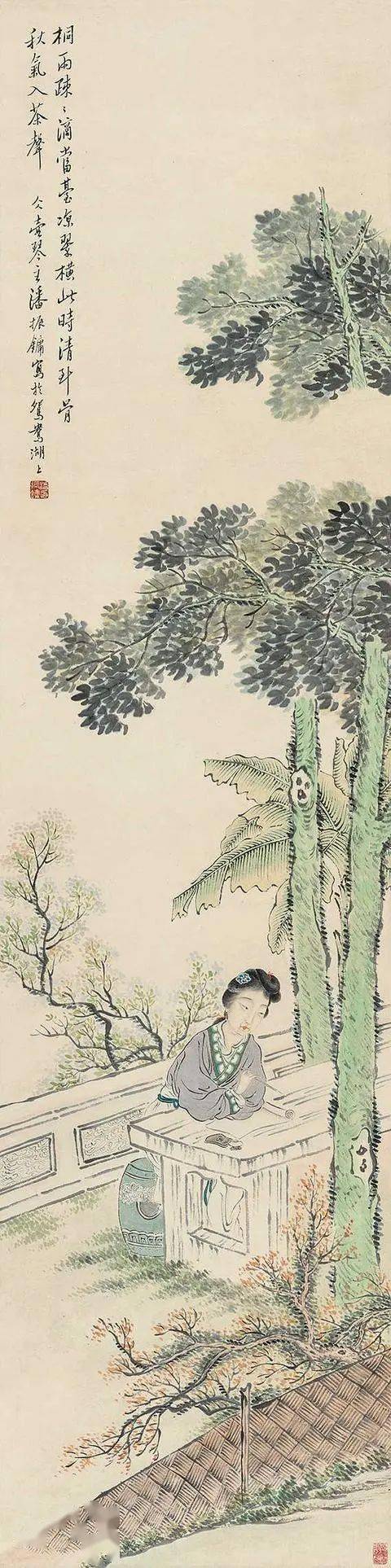 他画仕女,风姿绰约,清轻淡雅_潘振镛_国画_作品