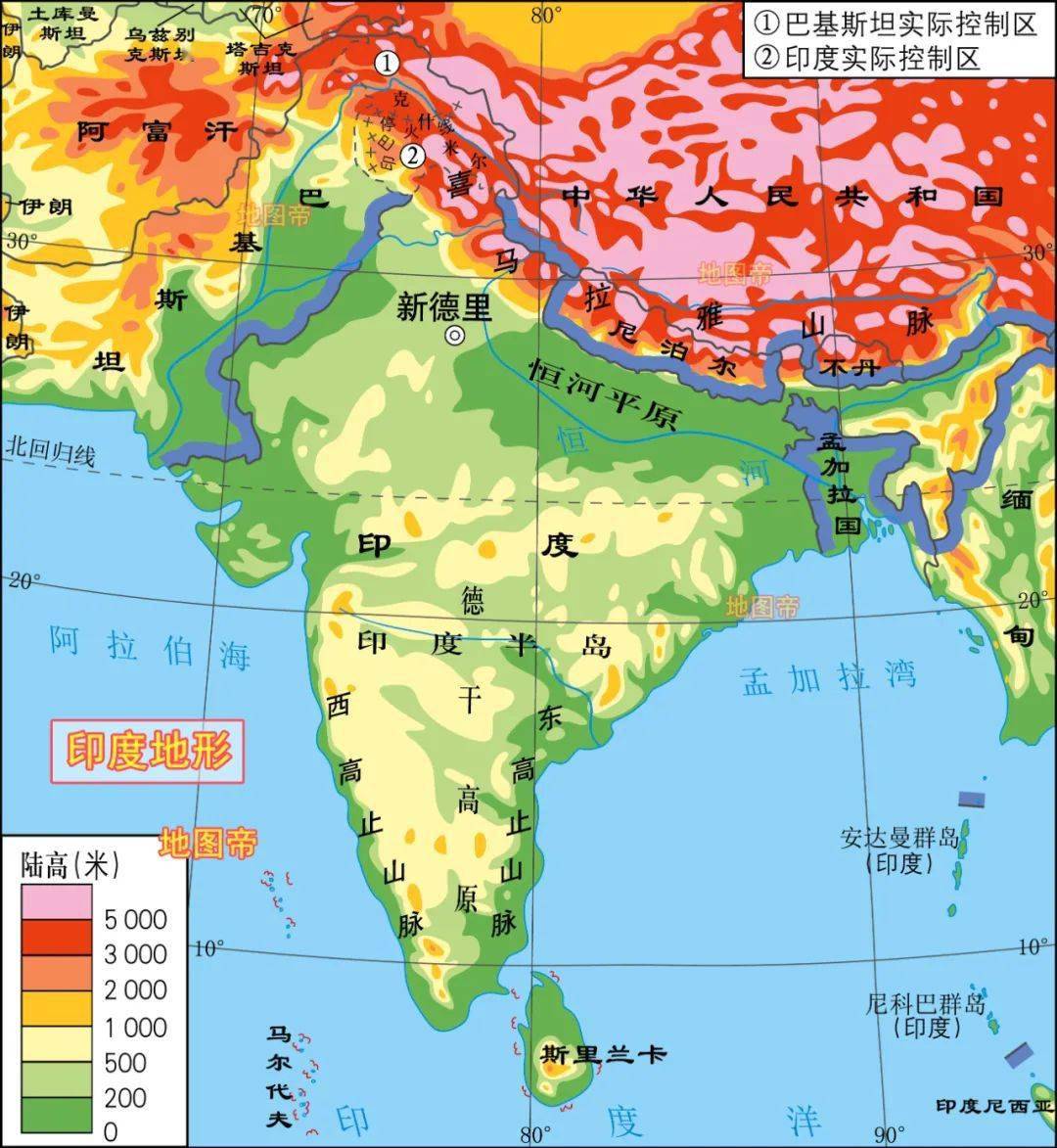 喜马拉雅山脉世界地图图片