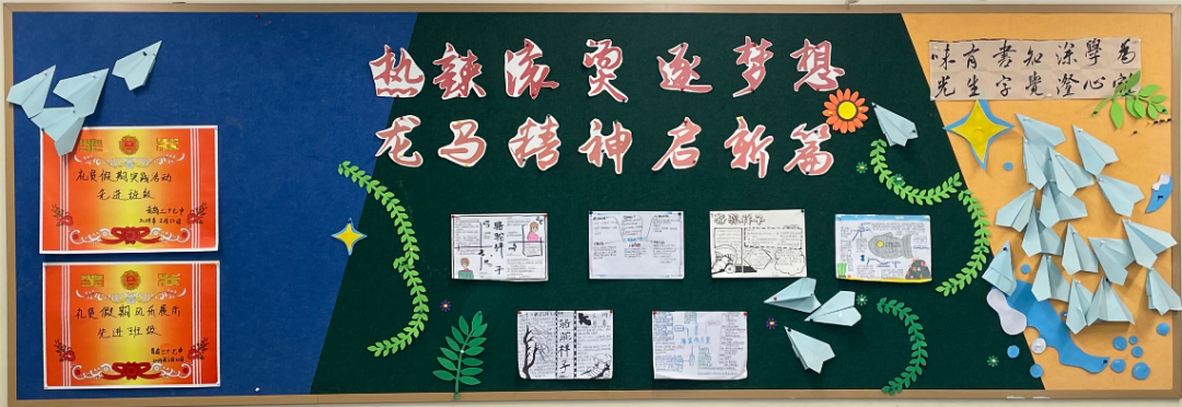 全环境立德树人热辣滚烫逐梦想龙马精神启新程青岛三十七中主题黑板报